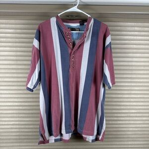 Blue and Red Casual Button Down Shirt with Relaxed Fit